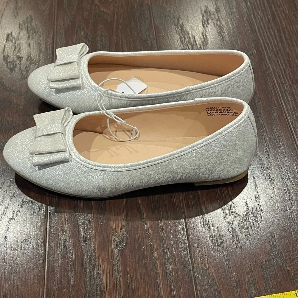 Sugar Girls White Sparkle Ballet Flats Communion Bridal Size 4 M NEW
